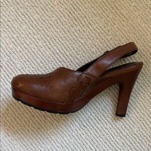 Cole Haan Brown Mules with Brogue Detailing